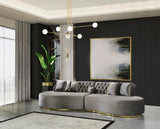 Sophia Gray Velvet Curved Sectional - Ella Furniture