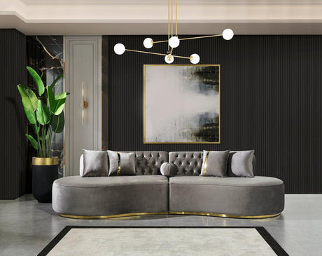 Sophia Gray Velvet Curved Sectional - Ella Furniture