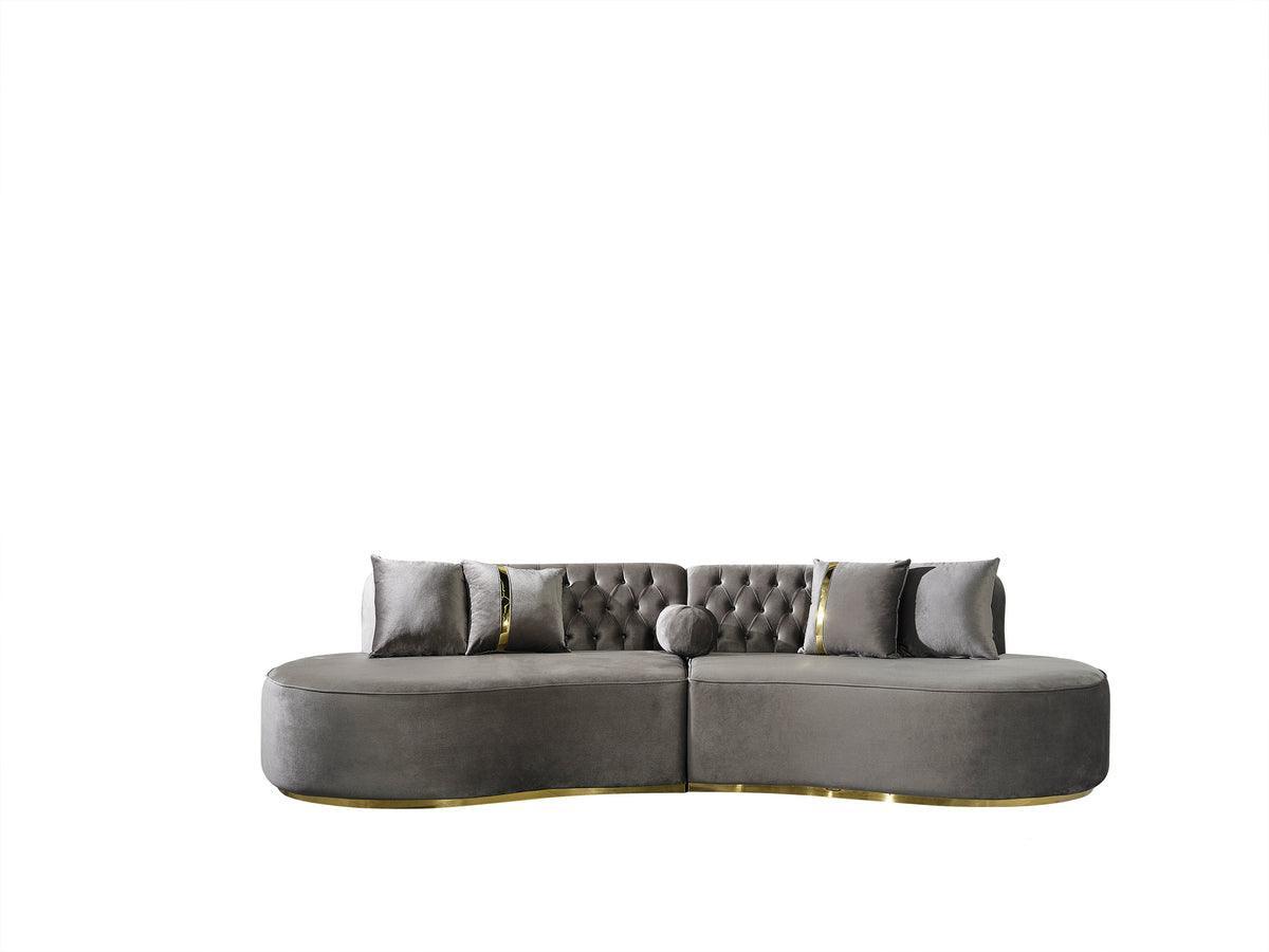 Sophia Gray Velvet Curved Sectional - Ella Furniture