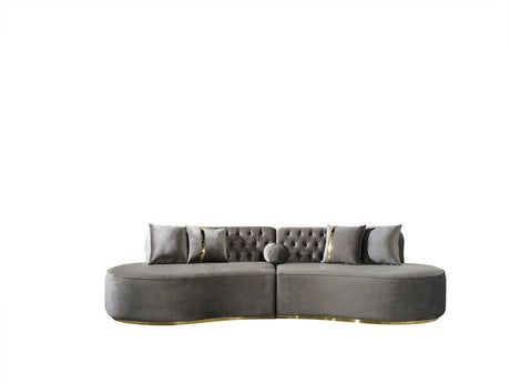 Sophia Gray Velvet Curved Sectional - Ella Furniture