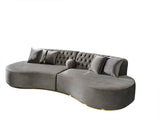 Sophia Gray Velvet Curved Sectional - Ella Furniture