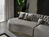 Sophia Gray Velvet Curved Sectional - Ella Furniture