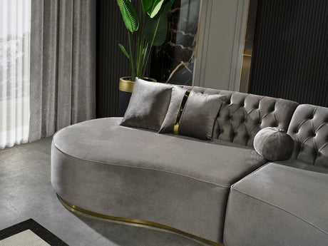 Sophia Gray Velvet Curved Sectional - Ella Furniture