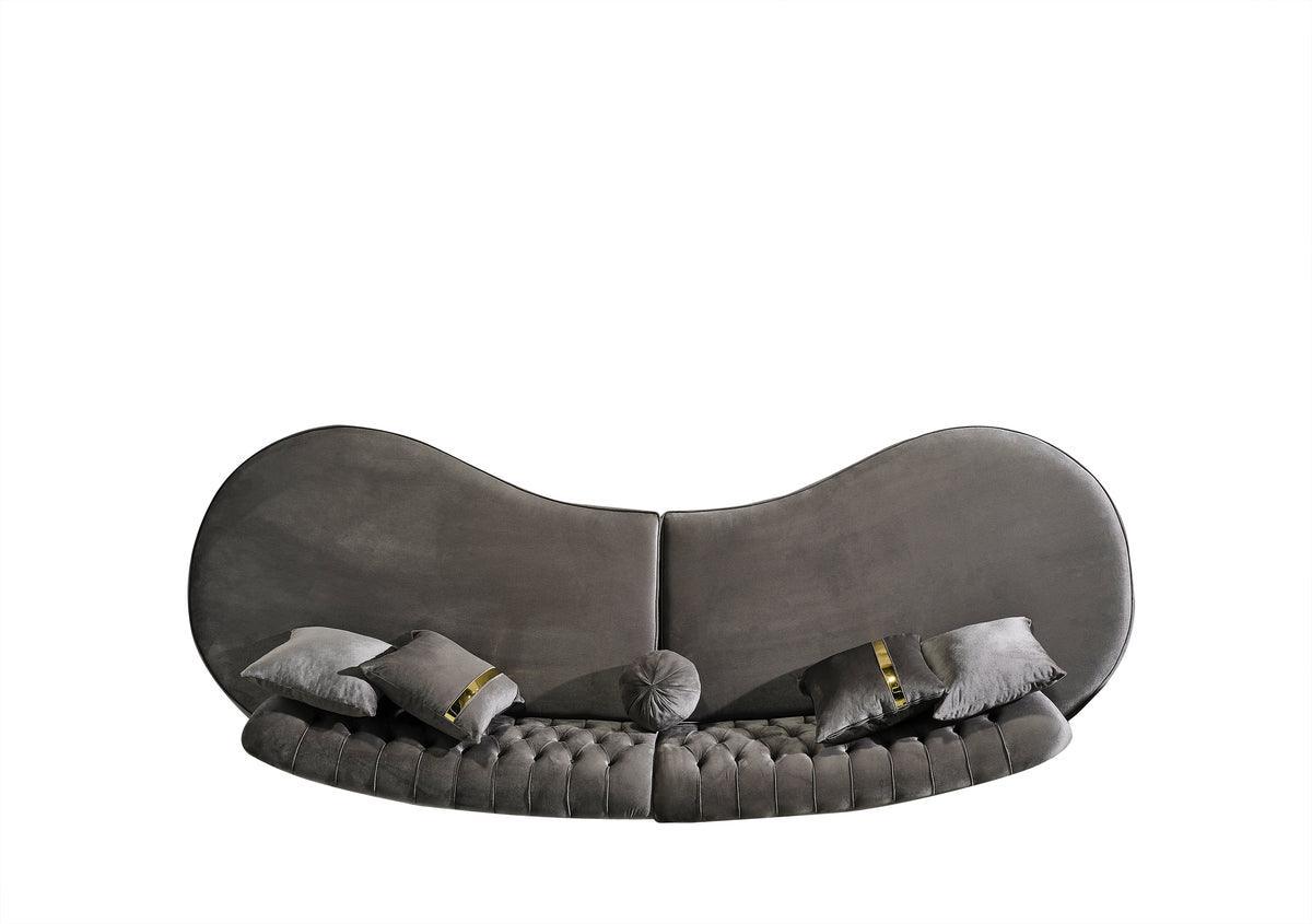 Sophia Gray Velvet Curved Sectional - Ella Furniture