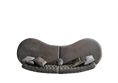 Sophia Gray Velvet Curved Sectional - Ella Furniture