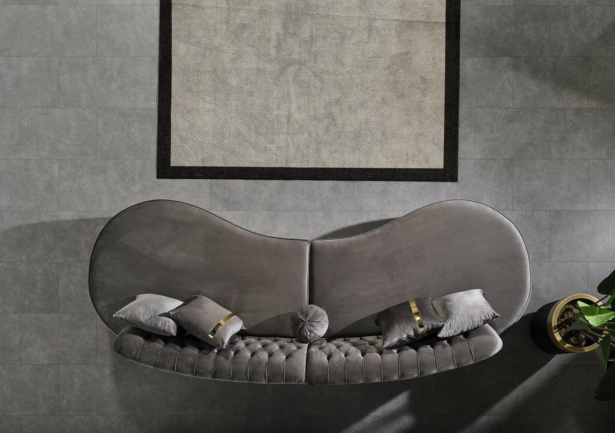 Sophia Gray Velvet Curved Sectional - Ella Furniture