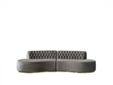Sophia Gray Velvet Curved Sectional - Ella Furniture