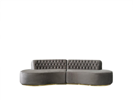 Sophia Gray Velvet Curved Sectional - Ella Furniture