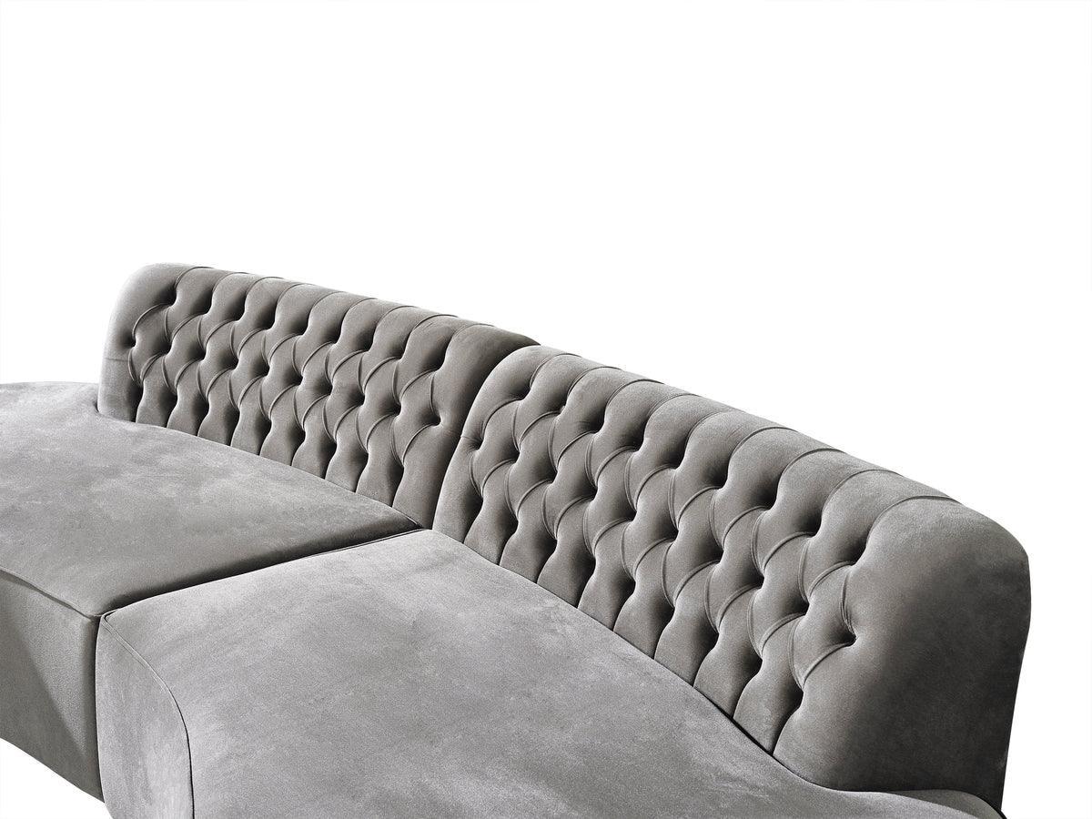 Sophia Gray Velvet Curved Sectional - Ella Furniture