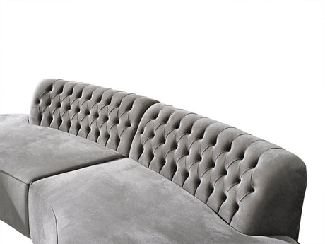 Sophia Gray Velvet Curved Sectional - Ella Furniture