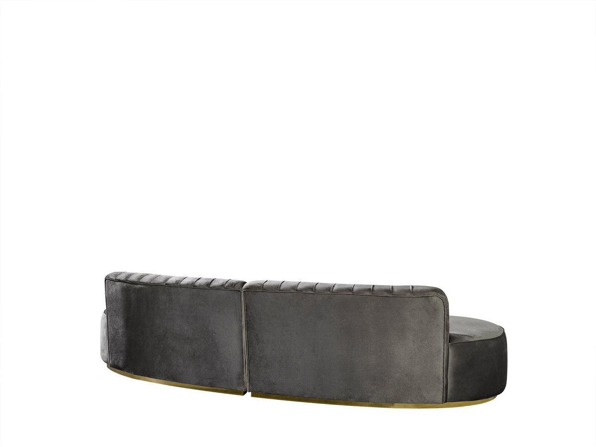 Sophia Gray Velvet Curved Sectional - Ella Furniture