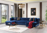 Mia Blue Velvet Double Chaise Sectional - Ella Furniture