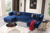 Mia Blue Velvet Double Chaise Sectional - Ella Furniture