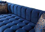 Mia Blue Velvet Double Chaise Sectional - Ella Furniture