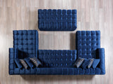 Mia Blue Velvet Double Chaise Sectional - Ella Furniture