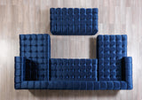 Mia Blue Velvet Double Chaise Sectional - Ella Furniture