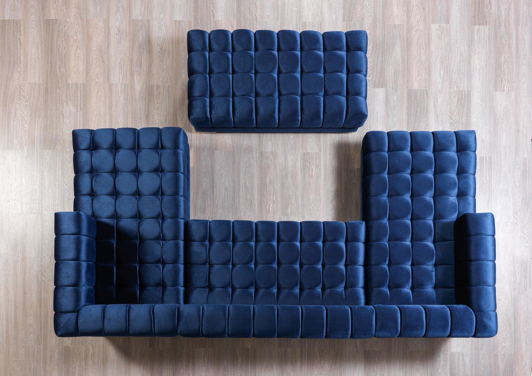 Mia Blue Velvet Double Chaise Sectional - Ella Furniture