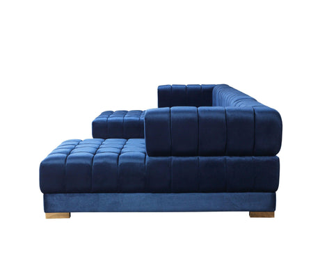 Mia Blue Velvet Double Chaise Sectional - Ella Furniture