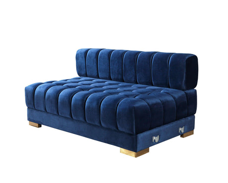 Mia Blue Velvet Double Chaise Sectional - Ella Furniture