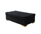 Emma Black Velvet Rectangle Ottoman - Ella Furniture