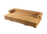 Emma Mustard Velvet Rectangle Ottoman - Ella Furniture
