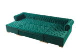 Emma Green Velvet Rectangle Ottoman - Ella Furniture