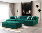 Emma Green Velvet Rectangle Ottoman - Ella Furniture