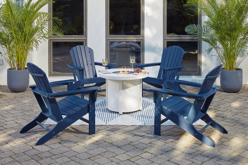 Sundown Blue Treasure Outdoor Fire Pit Table And 4 Chairs - Ella Furniture