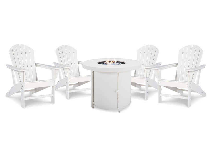 Sundown White Treasure Outdoor Fire Pit Table And 4 Chairs - Ella Furniture