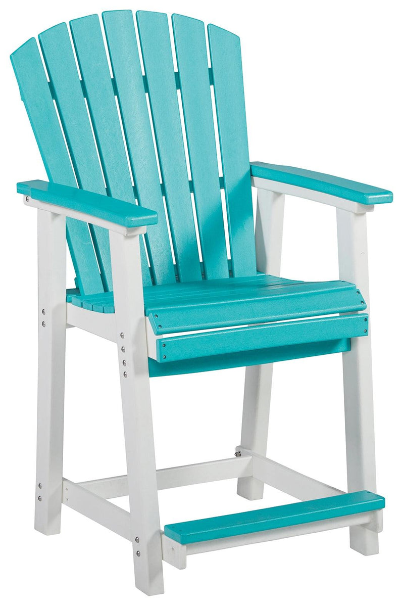 Eisely Turquoise/white Outdoor Counter Height Bar Stool (Set Of 2)