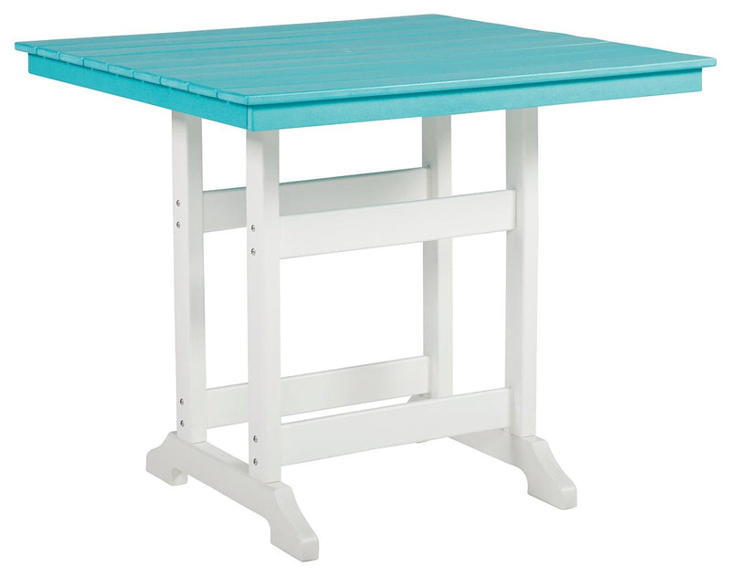 Eisely Turquoise/white Outdoor Counter Height Dining Table - Ella Furniture