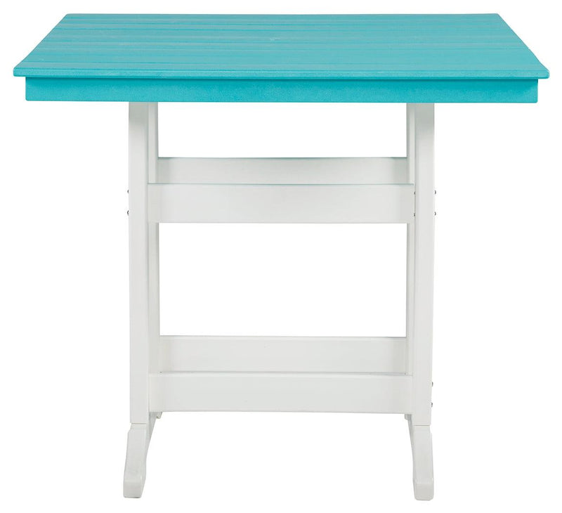Eisely Turquoise/white Outdoor Counter Height Dining Table - Ella Furniture