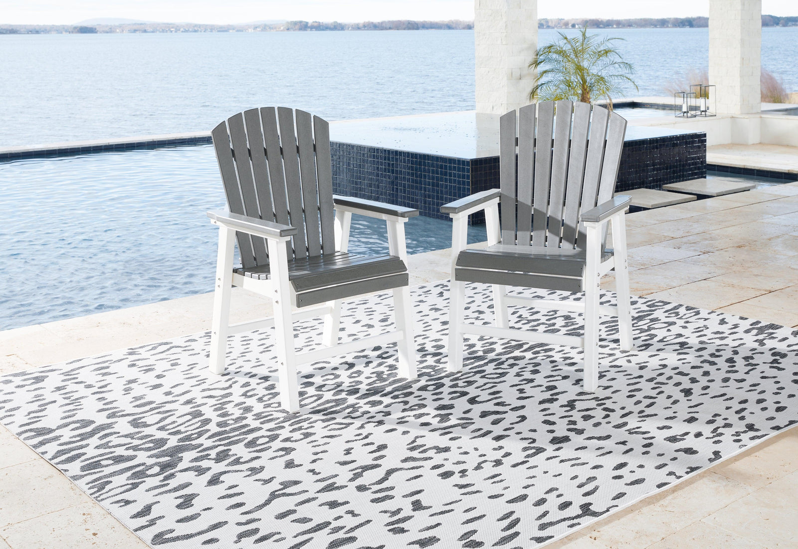 Transville Gray/white Outdoor Dining Arm Chair (Set Of 2) - Ella Furniture