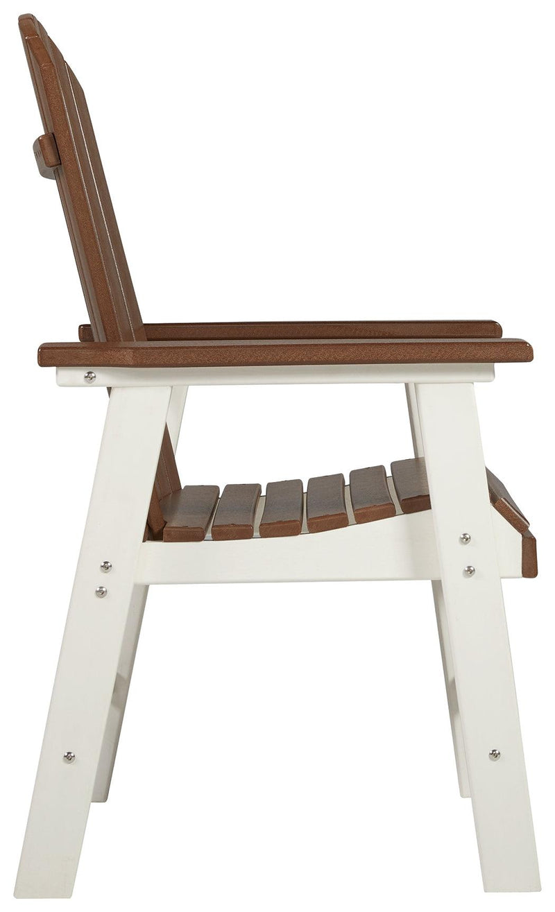 Genesis Bay Brown/white Outdoor Dining Arm Chair (Set Of 2) - Ella Furniture