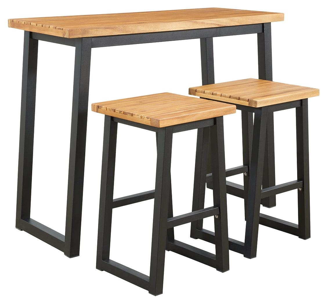Town Wood Brown/Black Outdoor Counter Table Set (Set Of 3) - Ella Furniture