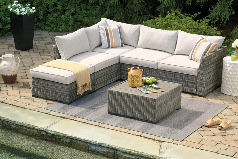Cherry Point Gray 4-Piece Outdoor Sectional Set - Ella Furniture