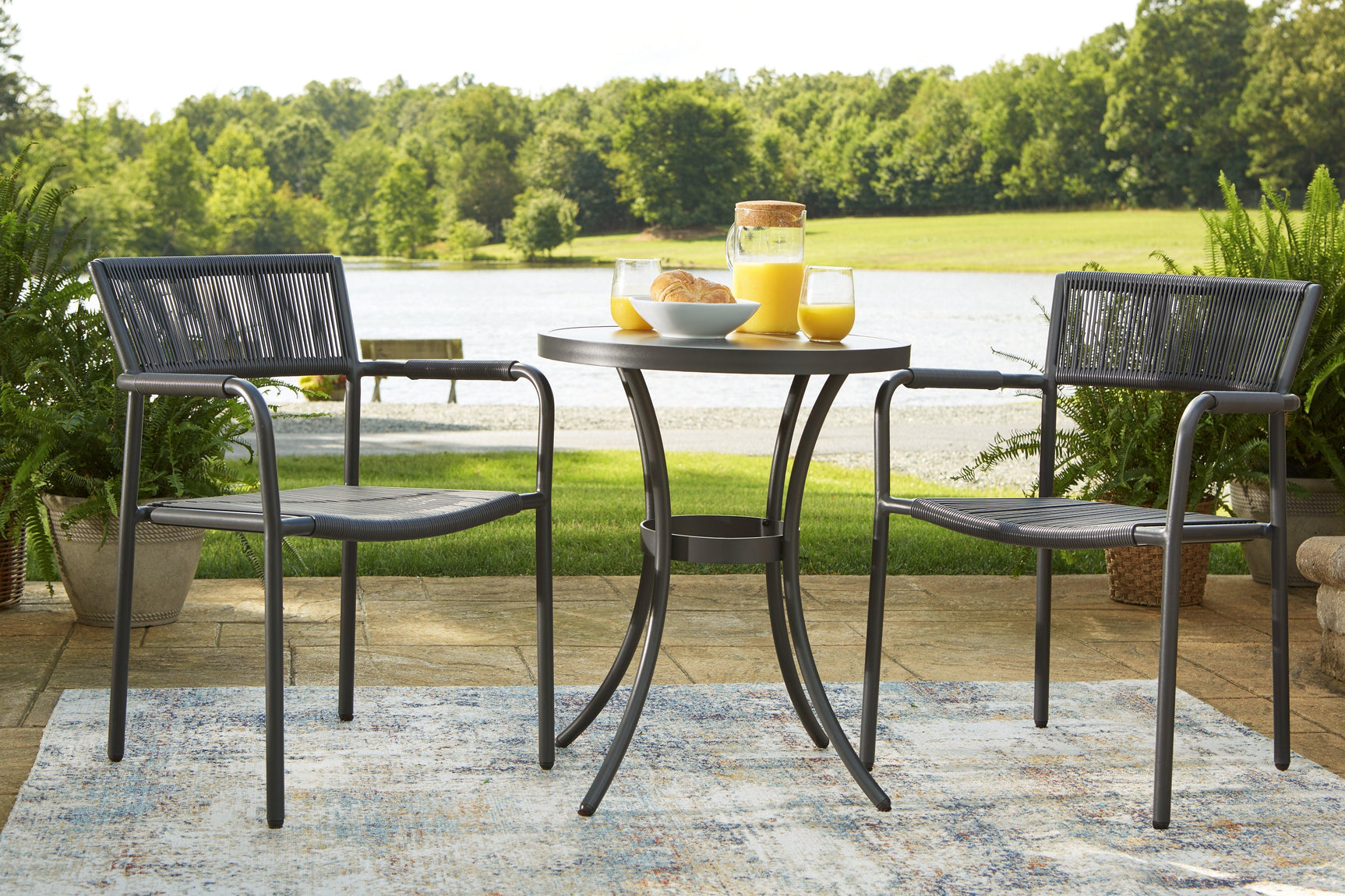 Crystal Breeze Gray 3-Piece Table And Chair Set - Ella Furniture