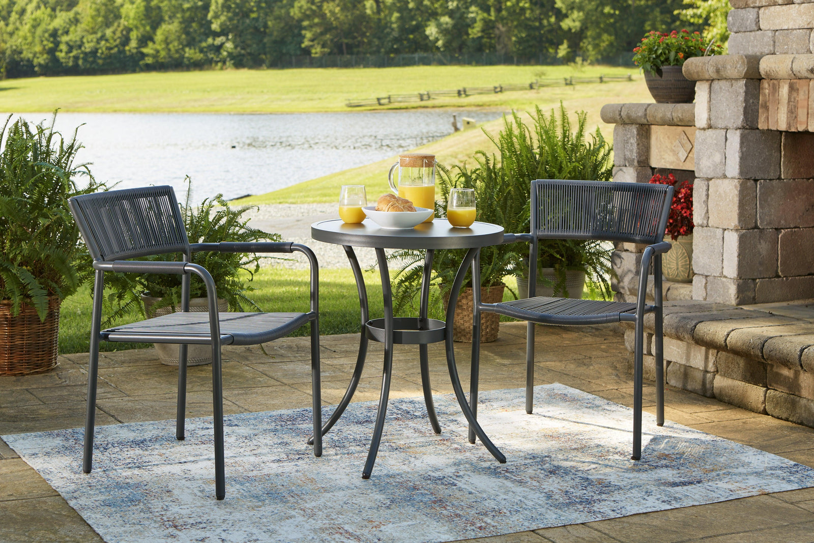 Crystal Breeze Gray 3-Piece Table And Chair Set - Ella Furniture