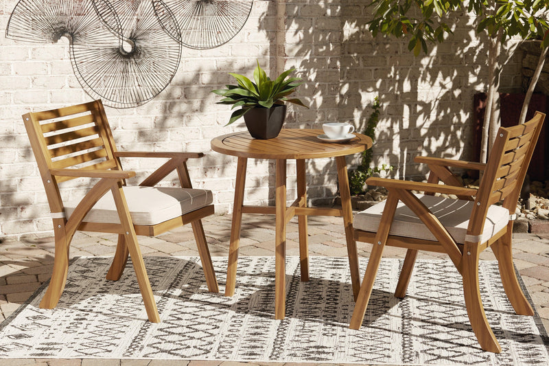 Vallerie Brown Outdoor Chairs With Table Set (Set Of 3) - Ella Furniture