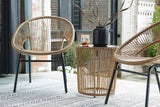 Mandarin Cape Brown/Black Outdoor Chairs With Table Set (Set Of 3) - Ella Furniture