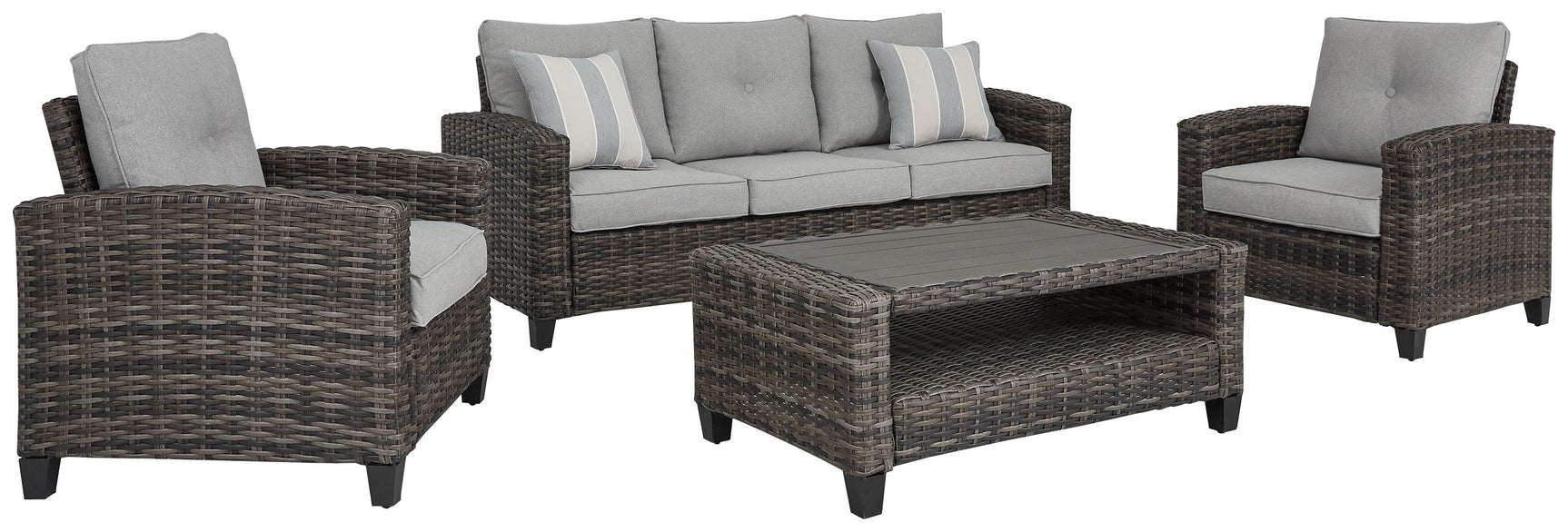 Cloverbrooke Gray 4-Piece Outdoor Conversation Set - Ella Furniture