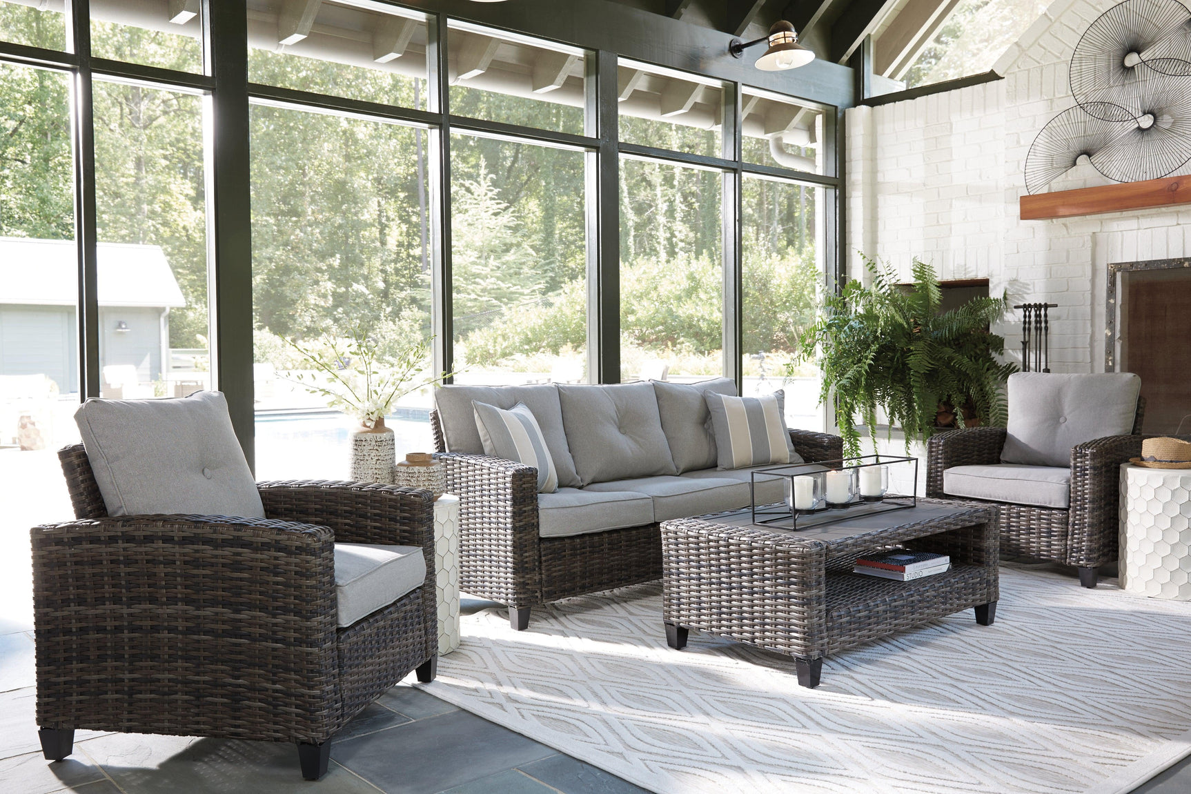 Cloverbrooke Gray 4-Piece Outdoor Conversation Set - Ella Furniture