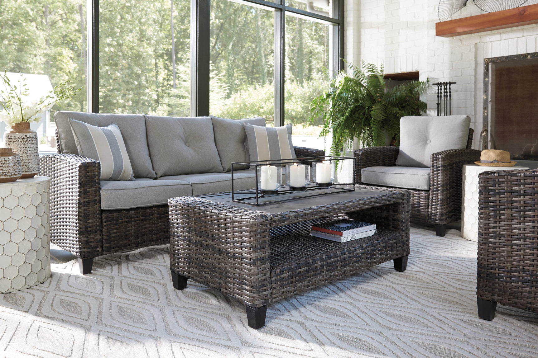 Cloverbrooke Gray 4-Piece Outdoor Conversation Set - Ella Furniture