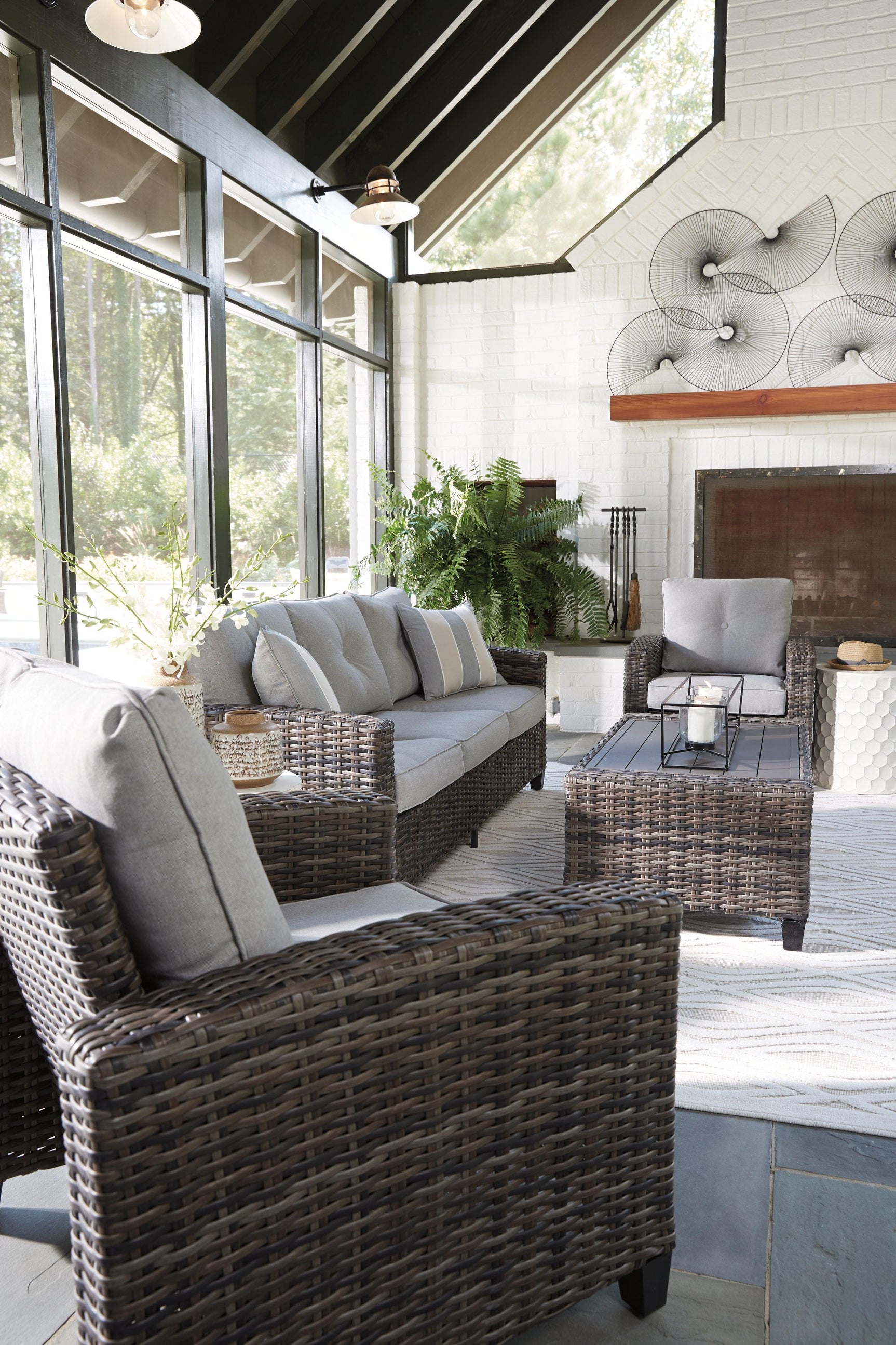 Cloverbrooke Gray 4-Piece Outdoor Conversation Set - Ella Furniture