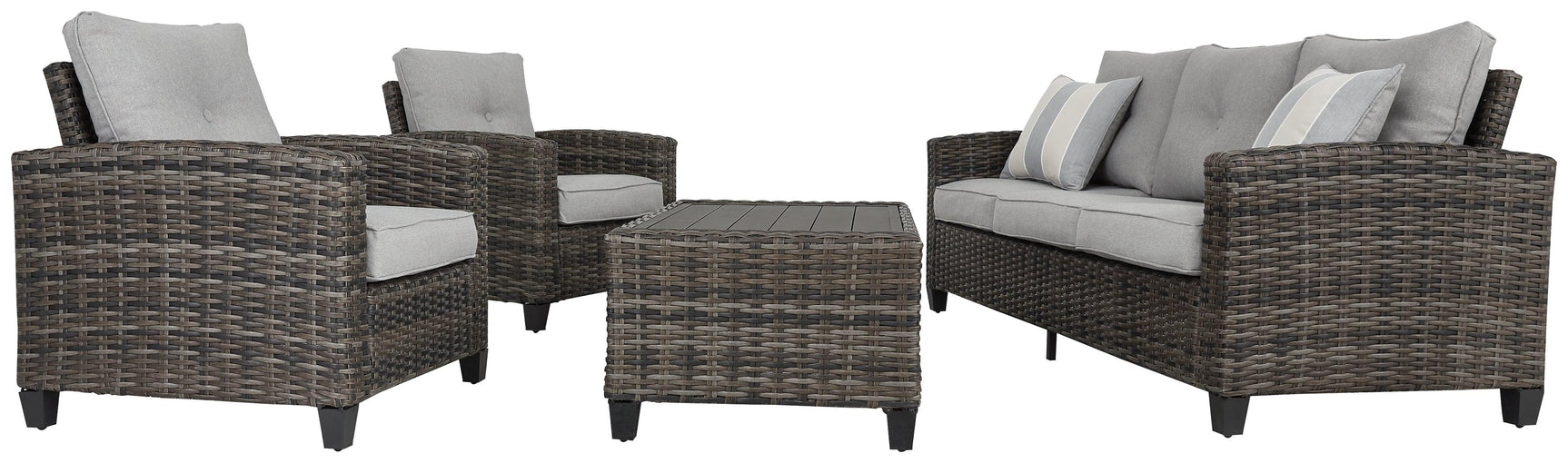 Cloverbrooke Gray 4-Piece Outdoor Conversation Set - Ella Furniture