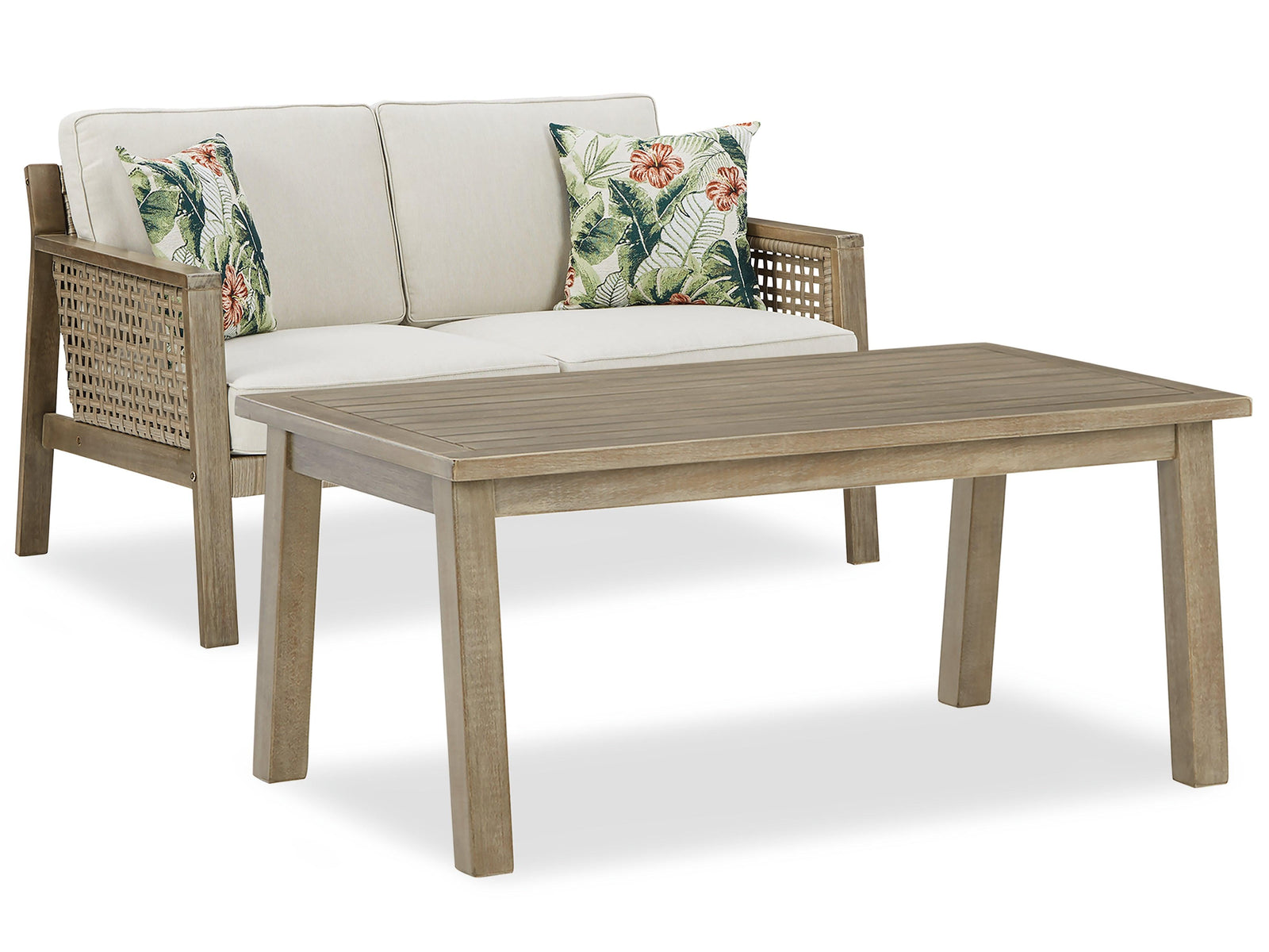 Barn Brown Cove Outdoor Loveseat With Coffee Table - Ella Furniture