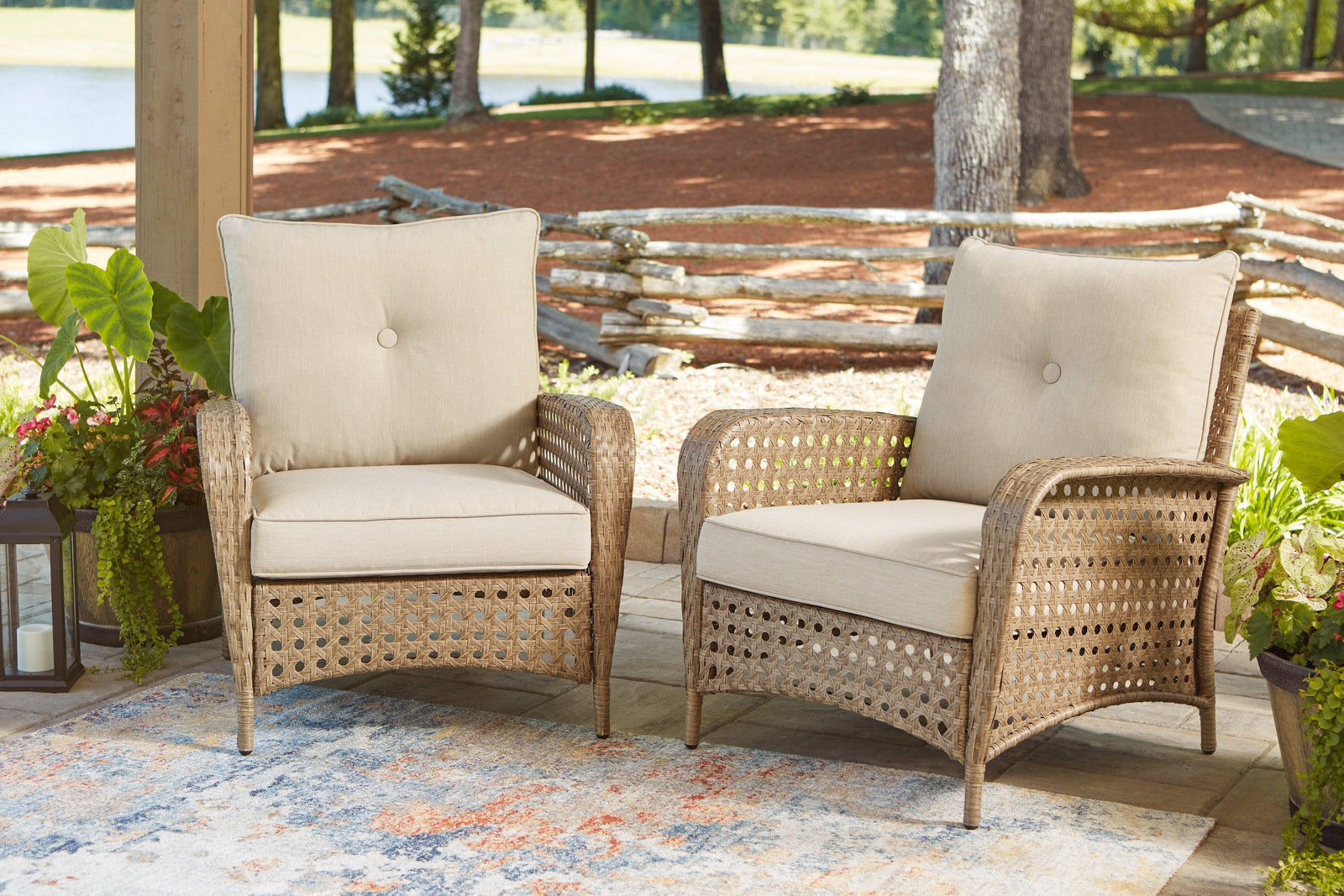 Braylee Driftwood Lounge Chair With Cushion (Set Of 2) - Ella Furniture