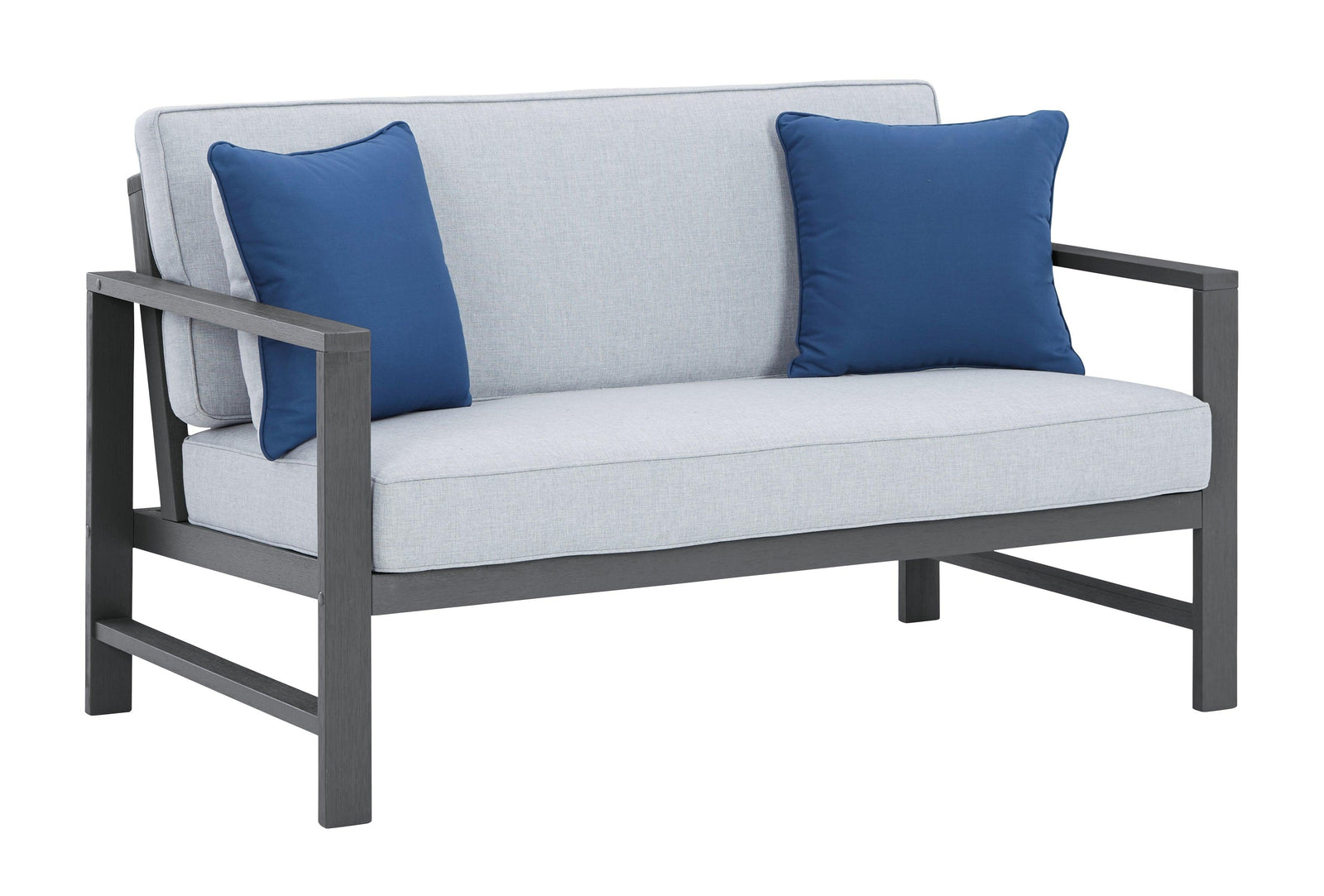 Fynnegan Gray Outdoor Loveseat With Table (Set Of 2) - Ella Furniture