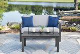 Fynnegan Gray Outdoor Loveseat With Table (Set Of 2) - Ella Furniture