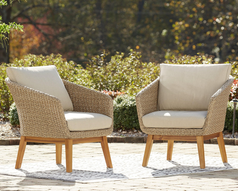 Crystal Cave Beige Outdoor Lounge Chair With Cushion (Set Of 2)